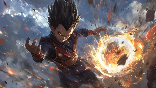 Fierce skyborn warrior forging a roaring comet strike.