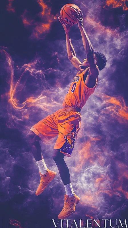 Skybound scorer rides a flaming nebula of hoops magic