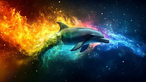 Cosmic dolphin threads twin nebula tides of fire and ice