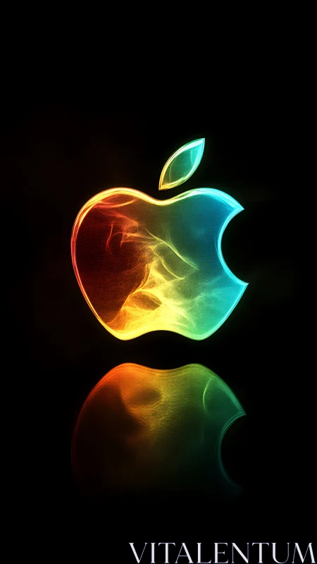 Multicolor luminous apple emblem with reflective glow effect