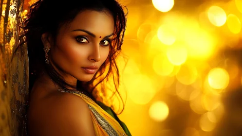 Warm bokeh portrait in golden hour lighting with shallow depth