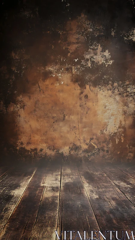 Weathered studio backdrop with rustic floorboards.