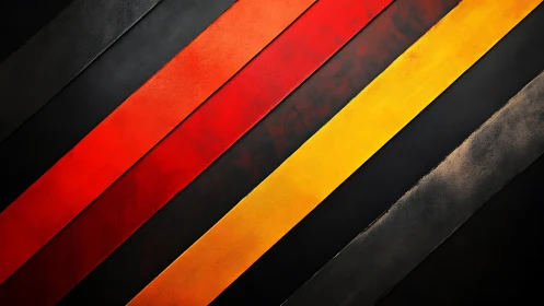 Warm diagonal stripes of red, yellow, and orange glow.