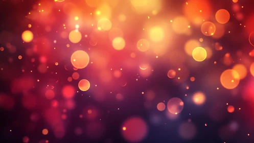 Glowing bokeh background with warm orange and red lights, abstract style.