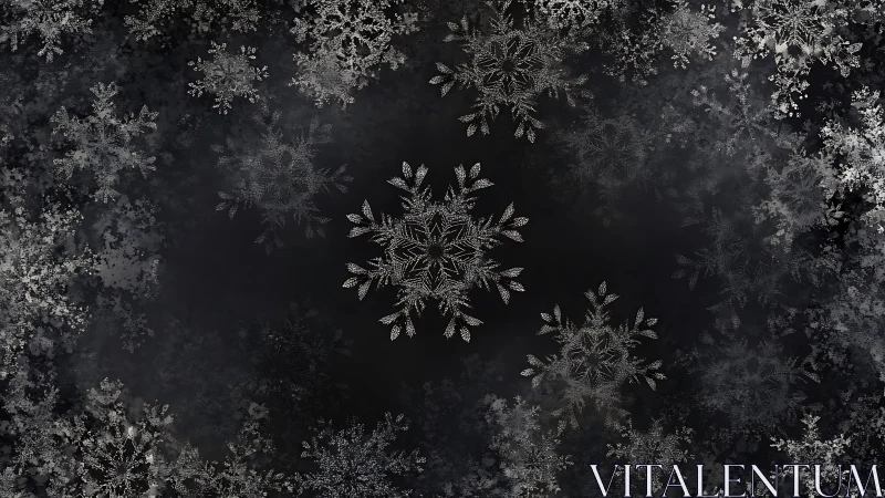 Symmetrical snowflake pattern on dark gradient field.