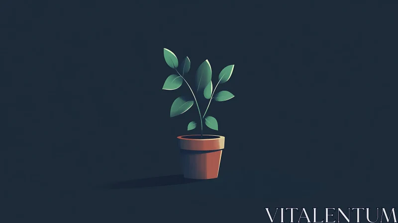 Minimalist potted seedling under directional lambertian lighting.