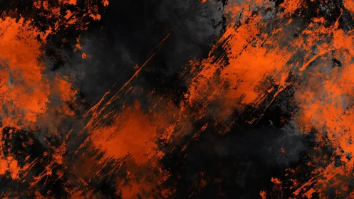 Striking Abstract Grunge Texture with Bold Orange and Black Strokes.