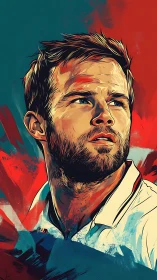 Expressive sports portrait rendered in dynamic digital painting