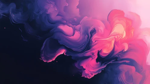 Iridescent magenta nebula swirls over deep indigo void.