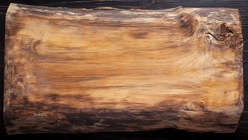 Rustic wooden plank shows weathered grain and warm tones.