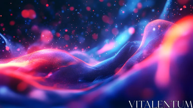 Vibrant Neon Abstract Landscape with Glowing Light Effects.