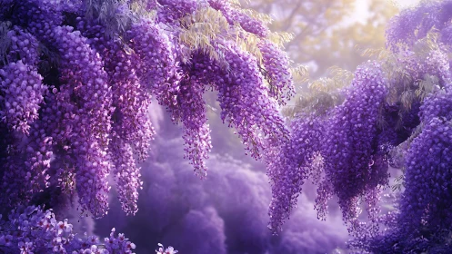 Purple Wisteria Canopy in Ethereal Mist.