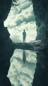 Quiet skyward passage where cliffs cradle gentle reflection.