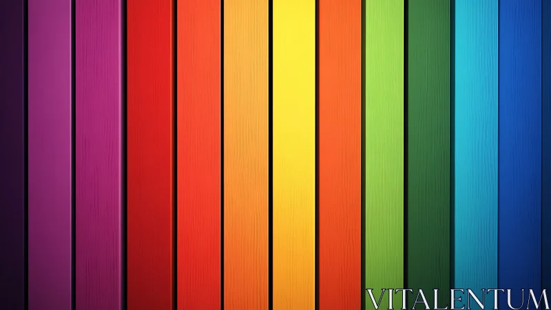 Vertical rainbow color bars form bold geometric gradient