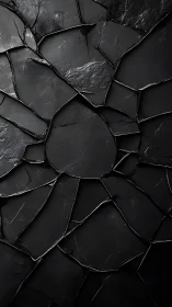 Shattered black slate surface with sharp geometric fractures.
