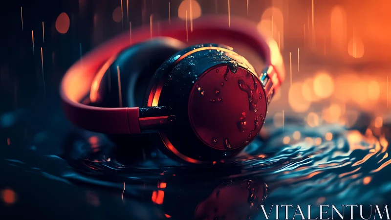 Rain-soaked neon headphones dreaming in liquid echoes.