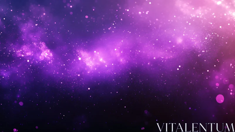 Glowing purple galaxy drifting softly through the night sky.