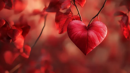 Glowing Red Heart Flowers Dancing in Soft Light.