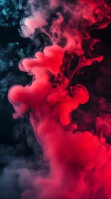 Vibrant magenta smoke column twists through deep noir void