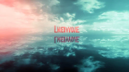 Symmetrical sky reflection with central mirrored text element.