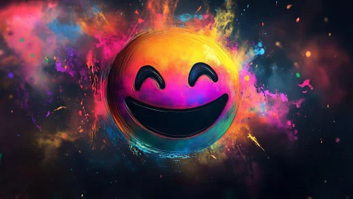 Radiant smiling emoji in a joyful burst of bright color.
