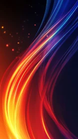 Sweeping neon light trails glow warmly against deep night hues