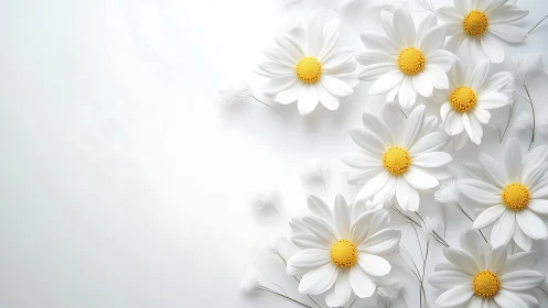 White Daisies with Golden Centers on Soft Pale Background