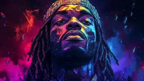 Vibrant neon portrait crowns a confident modern icon