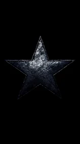 Weathered metallic star centered over deep black void