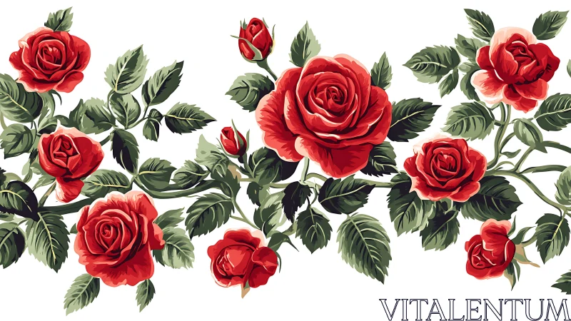 Cascading Scarlet Roses: Botanical Luxury in Crimson Elegance.