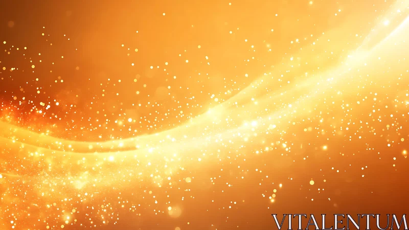 Radiant golden abstract background with glowing light particles.