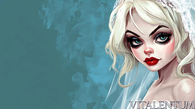 Stylized bride portrait shows bold makeup and icy gaze