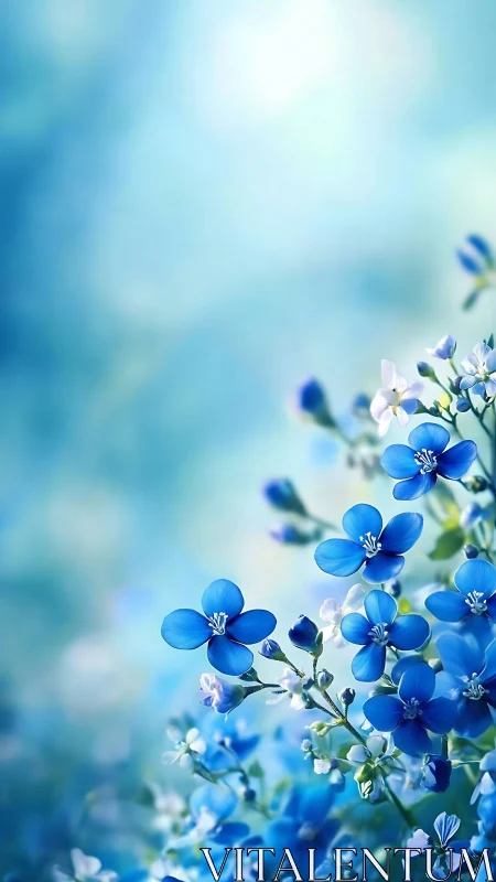 Blue flowering plant specimen photographed against soft diffused background