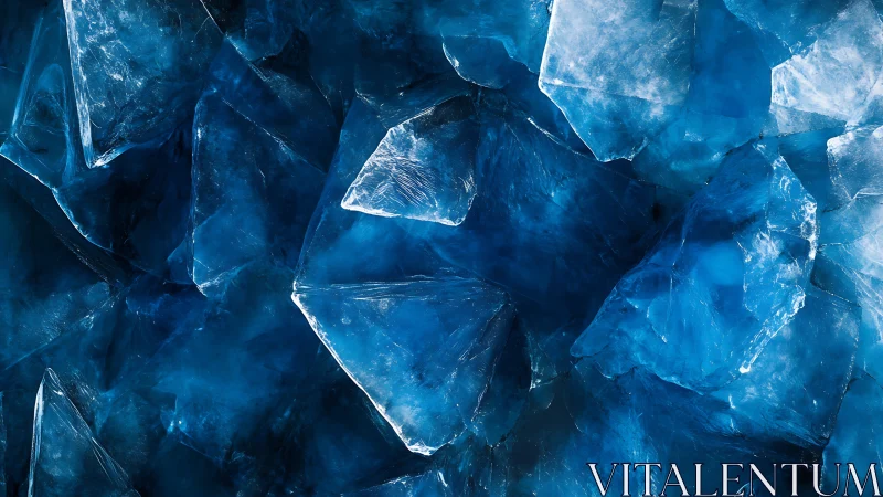 Macro optical study of fractured blue ice crystals surface.