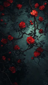 Crimson Roses Bloom in Twilight's Embrace.