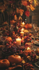Candlelit autumn harvest table glows with seasonal warmth