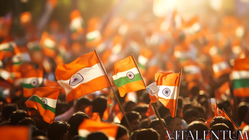 Sunlit sea of Indian flags breathes color into celebration