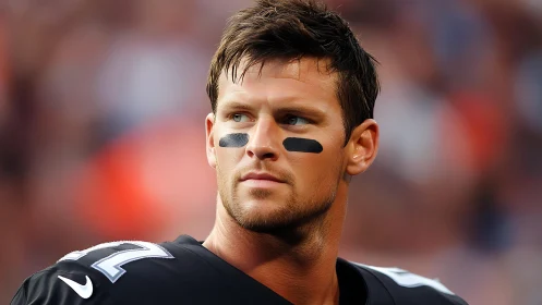 Game-day focus on the sideline with determined football pro.