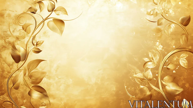 Ornate brushed-gold floral vines framing luminous center field