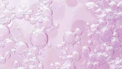 Translucent pink fluid bubbles with specular highlights in motion