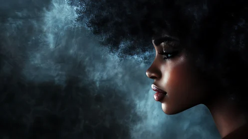 Midnight profile of quiet strength in soft, smoky light.