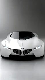 Front view of white BMW concept sports car in studio.