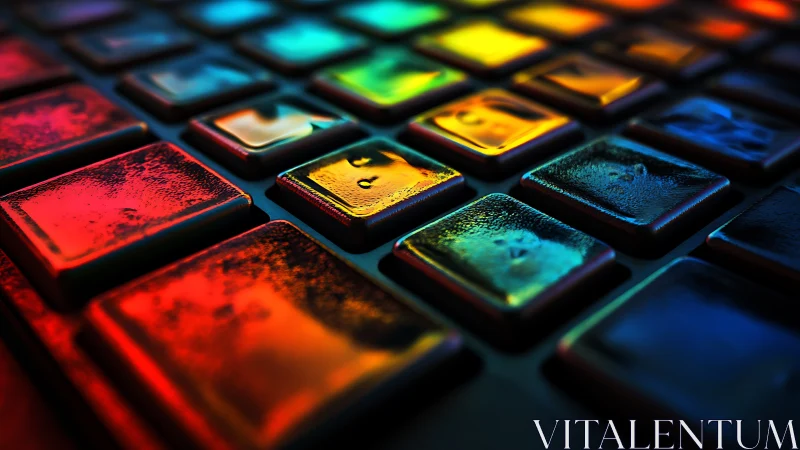 Close-up of multicolored textured keyboard keycaps surface.