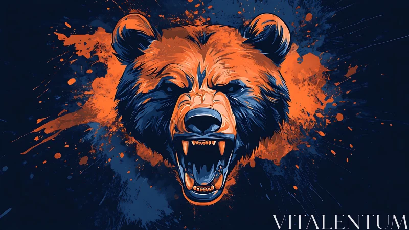 Roaring Ember Bear Explodes Through Midnight Paintstorm.