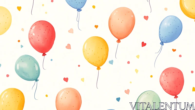 Floating Reverie: Balloons Dance Through Confetti Dreams