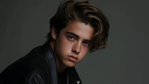 Low-key studio portrait with directional soft key lighting.