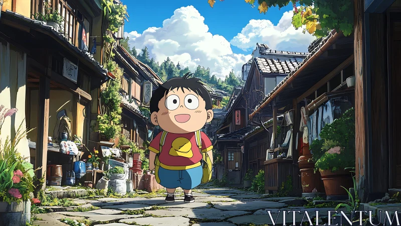 Sunny village wander with a bright eyed little adventurer.