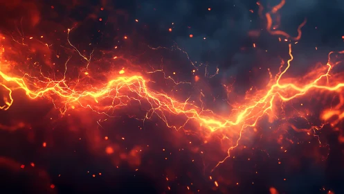 Intense Lightning Bolts Crackle Through Dark Sky.