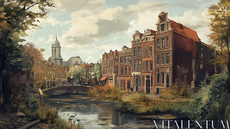 Canal-city daydream where brick facades meet soft river light.