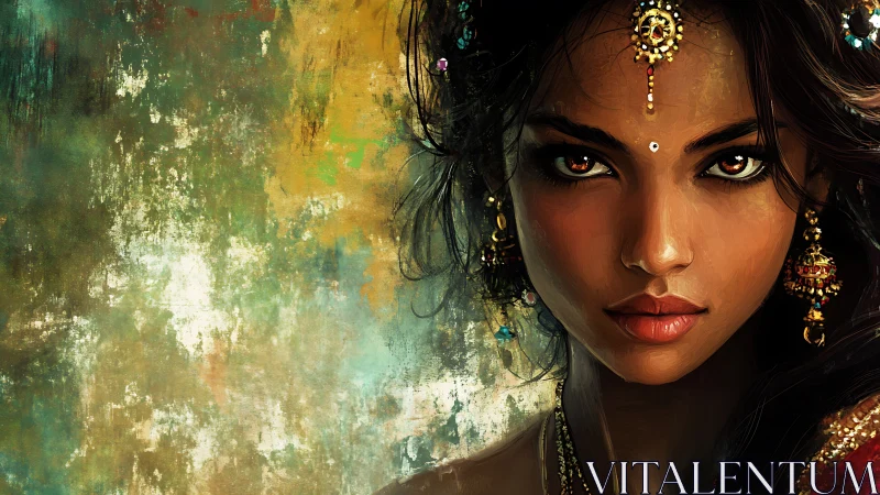 Fire eyed muse against weathered aurora of color and light.